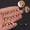 oly-c16022f6a567c72cb34a8567dbd24fde Wholesale 316L Stainless Steel Copper Ear Cartilage Rings & Studs Flower Waterproof Non Tarnish Surgical Steel