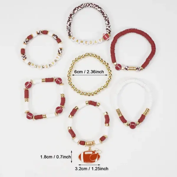Wholesale Rugby Beaded Bracelet Sports Day Soft Clay Elastic Bracelet For Rugby Mom Original Design Plated Bracelet Unisex Handmade