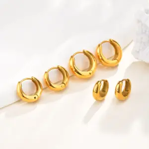 Wholesale PVD Coated Real Gold Plated 18K Gold U Shape 304 Stainless Steel IG Style Simple Style Waterproof Non Tarnish Earrings