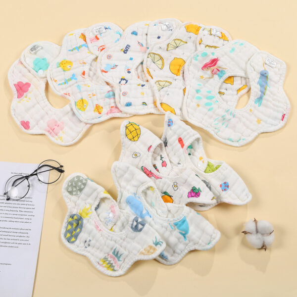 oly-c17b23cc3795f9fab9a7b1c4e674de0b Wholesale Petal bib baby bib 360 degrees eight-layer gauze bib printed baby cotton bib