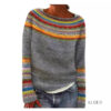 Wholesale sweater women's wish round neck color matching loose fashion pullover sweater