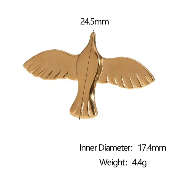 Wholesale Style Stainless Steel Peace Dove Bird Open Ring For Women, Unique Retro 18k Gold Titanium Steel Jewelry, Supply