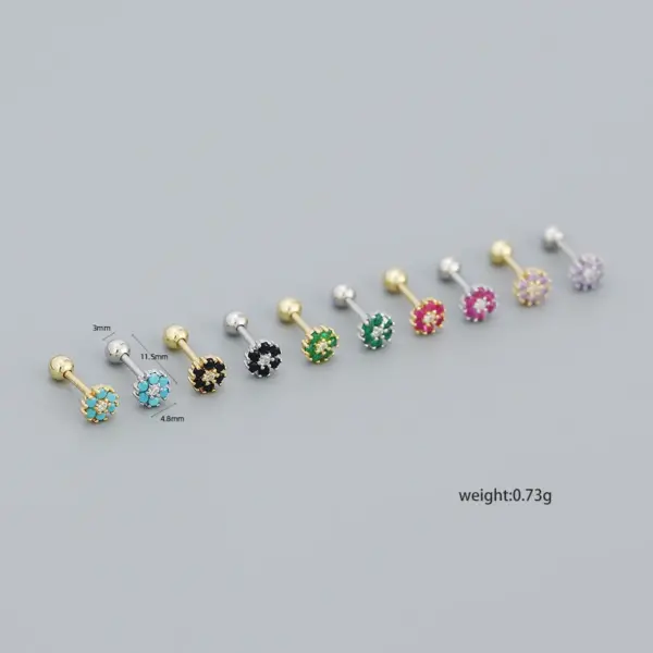 Wholesale 925 Sterling Silver Turquoise Rhinestones Flower Ear Studs