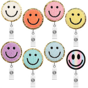 Wholesale Xiaotian Easy Pull Button Smiley Embroidered Cloth Sticker Alligator Clip Cartoon Smiling Patch Scroll Embroidered Label Easy Pull