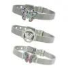 Wholesale Butterfly Bezel Setting Bracelet For Women In 304 Stainless Steel With Zircon Inlay And 0.03µm PVD Coated Gold Plating