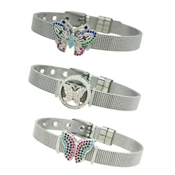 Wholesale Butterfly Bezel Setting Bracelet For Women In 304 Stainless Steel With Zircon Inlay And 0.03µm PVD Coated Gold Plating
