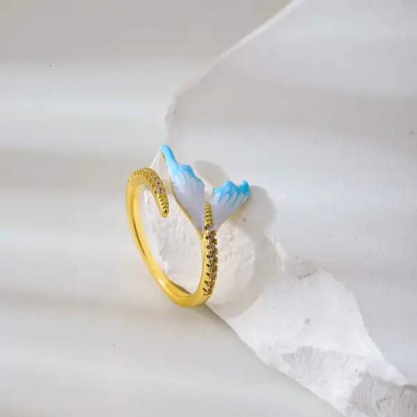 Wholesale Adjustable Open Ring Starfish Shell Design Unique Style Ocean Theme Fashionable Accessory Gold Plated Copper Material