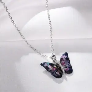 TA207-1# Purple and Black Colorful Butterfly Necklace