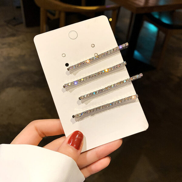 Wholesale Internet celebrity all-match diamond bangs clip elegant side clip hair accessories flash diamond clip hairpin headdress four-piece set for women