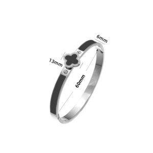18k four-leaf clover bracelet-steel black
