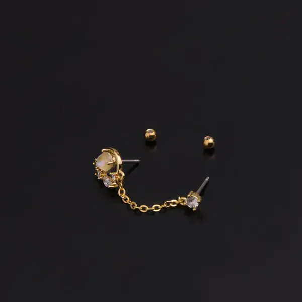 Wholesale 316L Stainless Steel Copper Zircon Ear Cartilage Rings & Studs Flower Waterproof Non Tarnish Surgical Steel