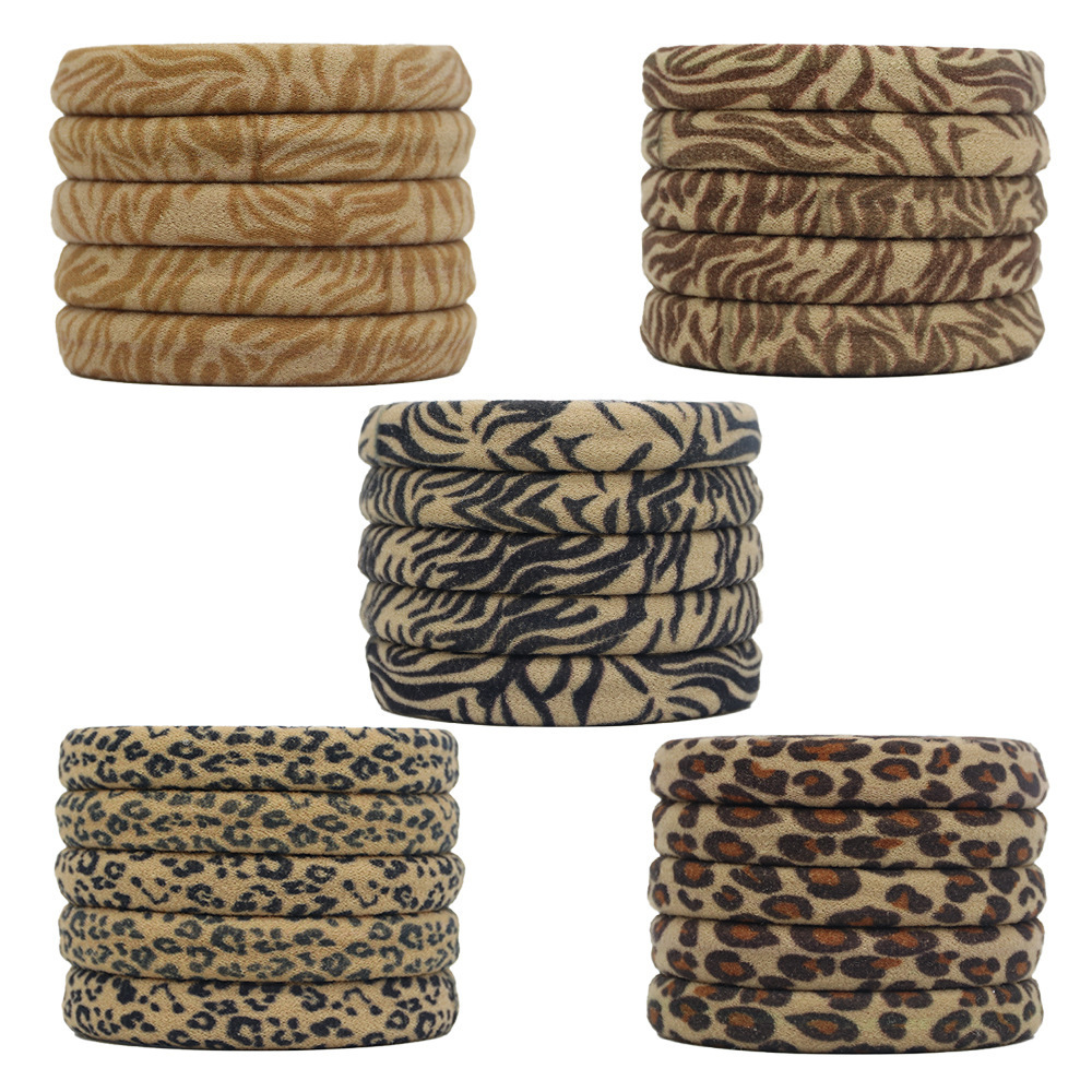 Wholesale Cross-border Amazon Explosions Women's Hair Ring Leopard Print Towel Ring Horsetail Head Rope High Elastic Hair Strap Hair Rope