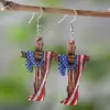 Wholesale 1 Pair Vintage Style Pentagram Wood Drop Earrings