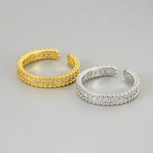 Wholesale New Full Diamond Design Open Ring Women's Style Light Luxury Elegant High-end Niche Fashion All-match Ring For Women