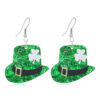 oly-c217408ff00af48d468526a2e38aad69 Wholesale St. Patrick's Day Green Hat Lucky Grass Clover Exaggerated Carnival Acrylic Double-Sided Earrings Earrings