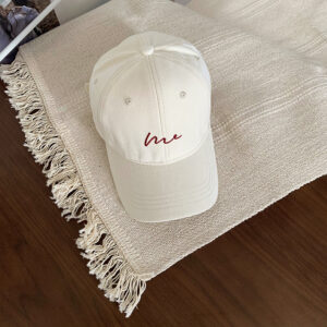 C2740 grass embroidery me baseball cap large head circumference beige / Adjustable