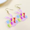 Wholesale Easter pink cartoon earrings sequined rabbit shape colorful graffiti earrings dopamine girl Street earrings