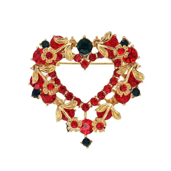 Wholesale Luxurious Full Diamond Heart Shaped Lapel Pins Fashionable Versatile Clothing Accessories For Women Teacher's Day Gift