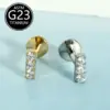 oly-c236b79b888020e6a89768d23a184800 Wholesale Simplified Daily Titanium Inner Thread Lip Nails Zircon Embedded Ear Studs Piercing Jewelry Fashionable Elegant Geometry Pattern