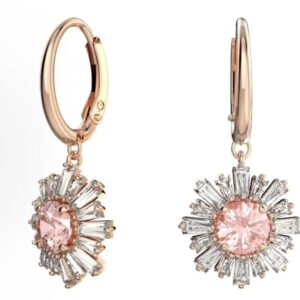 Rose gold pink diamond sun earrings
