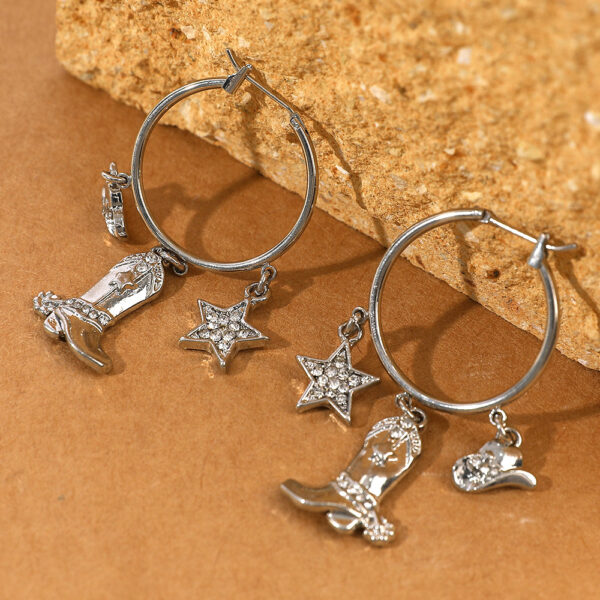 oly-c25dc51e985bb41b865a8bed399eedef Wholesale jewelry women’s pink alloy Western style hat boots pendant earrings Women’s