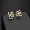 Wholesale Geometric Stud Earrings With 925 Sterling Silver Posts, Copper Base Electroplated And 14K Real Gold Plated Featuring Zircon Inlay