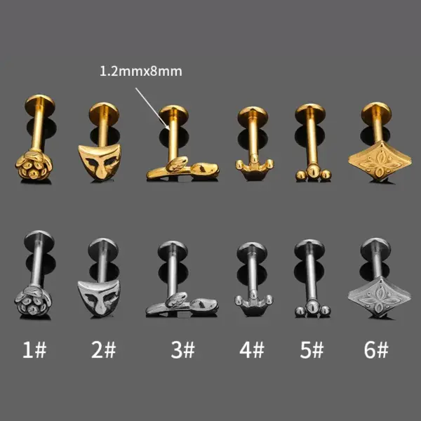 Wholesale 1 Piece Lip Rings Simple Style Classic Style Rose Crown 316L Stainless Steel Waterproof Non Tarnish Surgical Steel Rhinestones Ion Plating (IP) 18K Gold Plated Lip Rings Ear Cartilage Rings & Studs Nose Rings & Studs