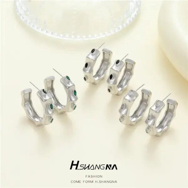 Wholesale C Shape Earrings For Women With 925 Sterling Silver Ear Pins, Copper Base, Electroplated Gold Plating, And Zircon Inlay