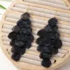 Wholesale Bohemian Dyed Black Tassel Leaves Ear Hook Earrings For Women In KC Golden Plated Alloy