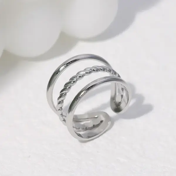 Wholesale PVD Coated Real Gold Plated Geometric Stainless Steel Simple Style Waterproof Non Tarnish Open Ring