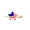 Wholesale NVENF New American Flag Enamel Hair Clip With Rhinestone Stars Heart-shaped Independence Day Women Hair Clip