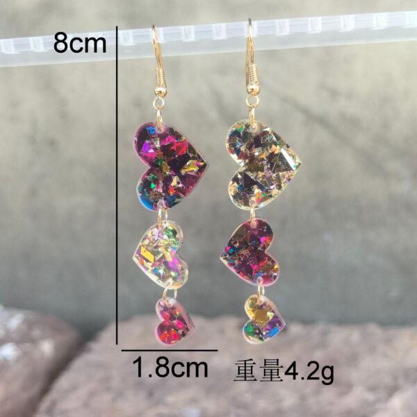 oly-c29254e167fa76dd4f615dba7de7cdea Wholesale acrylic sequins asymmetric heart-shaped triple love personality simple retro earrings earrings color