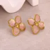 Wholesale Waterproof Non Tarnish Flowers Earrings For Women, 18K Real Gold Plated With Zircon Inlay, PVD Coated 304 Stainless Steel