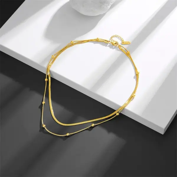 Wholesale 304 Stainless Steel Flower PVD Coated 18K Real Gold Plated Vintage Style Waterproof Non Tarnish Plating Inlay Box Chain Lobster Trigger Clasp Closure Gold Necklace