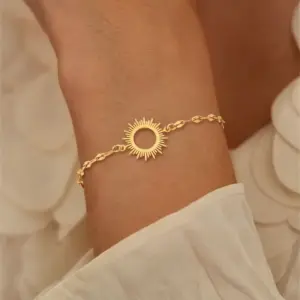 Wholesale Classic Sun Shape Stainless Steel Bracelet In Gold And Silver For Women Elegant Simple Style With Lobster Clasp Daily Use