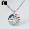 Wholesale 304 Stainless Steel American Flag Eagle Hip-Hop Rock Punk Square Pearl Chain Pendant Necklace