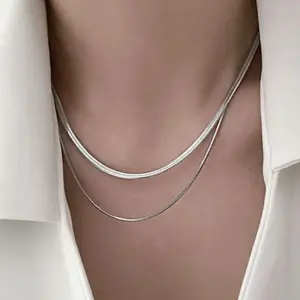 Silver Necklace Flat round Chain