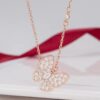 Wholesale Copper-plated natural white mother-of-pearl butterfly necklace, full diamond butterfly choker for women.