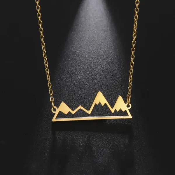 Wholesale Jewelry Simple Style Mountain 304 Stainless Steel Gold Plated Hollow Out Stainless Steel Necklaces