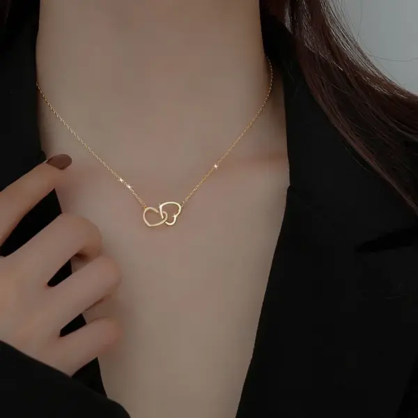 Wholesale PVD Coated 18K Gold Plated Heart 304 Stainless Steel Simple Style Waterproof Non Tarnish 304 Stainless Steel Necklace