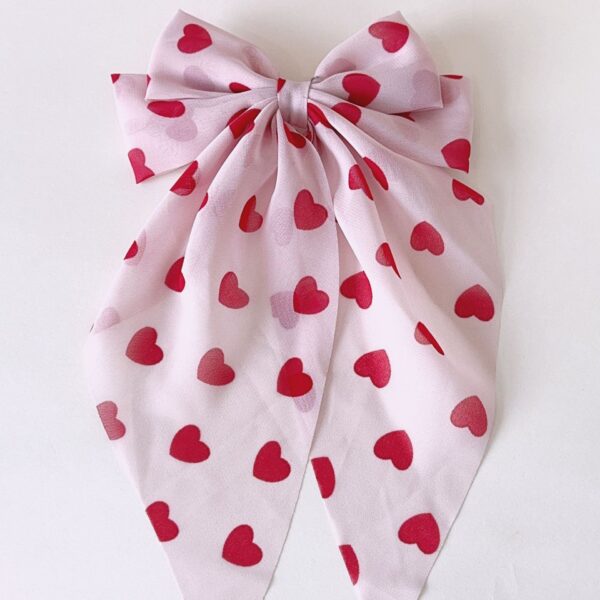 Wholesale valentine's day bow ribbon spring clip heart-shaped red lip printing hair clip hair accessories
