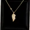 Wholesale 1 Piece Vintage Leaf Hollow Water Drop Plated Imitation Gold Zircon 304 Stainless Steel Winter Christmas Necklace Pendant