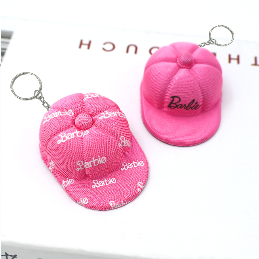 Wholesale [in stock] Cross-border new Barbie Barbie powder hard-top cap baseball cap keychain cute pendant gift