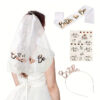 Wholesale Bachelorette Prom Carnival Party Headband Crown Shoulder Strap Sticker Rose Gold Bronzing Veil Diamond Headband suit