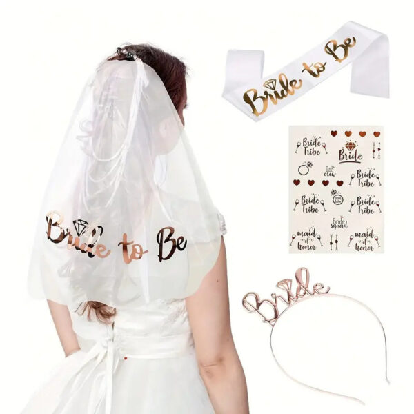 Wholesale Bachelorette Prom Carnival Party Headband Crown Shoulder Strap Sticker Rose Gold Bronzing Veil Diamond Headband suit
