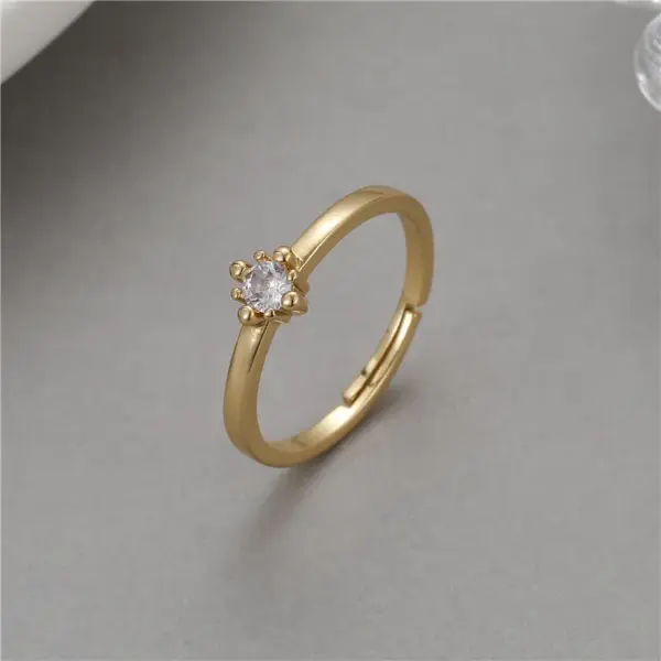 Wholesale Round Open Ring For Women In Copper With 14K Real Gold Electroplated Finish Featuring Zircon Inlay