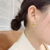 Wholesale British Retro Pearl Earrings Gold-Plated Stainless Steel Foldable Surface Geometric Hoop Rose Gold Titanium Steel Unisex