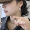 Wholesale silver Geometric Irregular Ear Ring Exaggerated Earrings Women's Fashion Cool S925 Silver Needle Ear Ring Niche Design