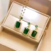 Wholesale Titanium Steel Ethnic Style Inlay Square Zircon Necklace Earrings Rings