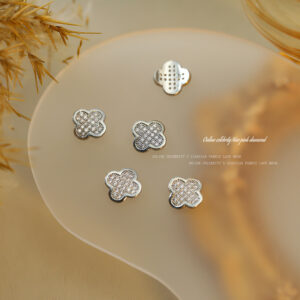 Single White Zircon Big Four-leaf Clover-Silver #19